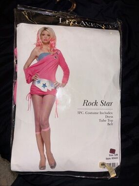 Halloween Leg Avenue Pink Rock Star Costume with Silver Star Belt